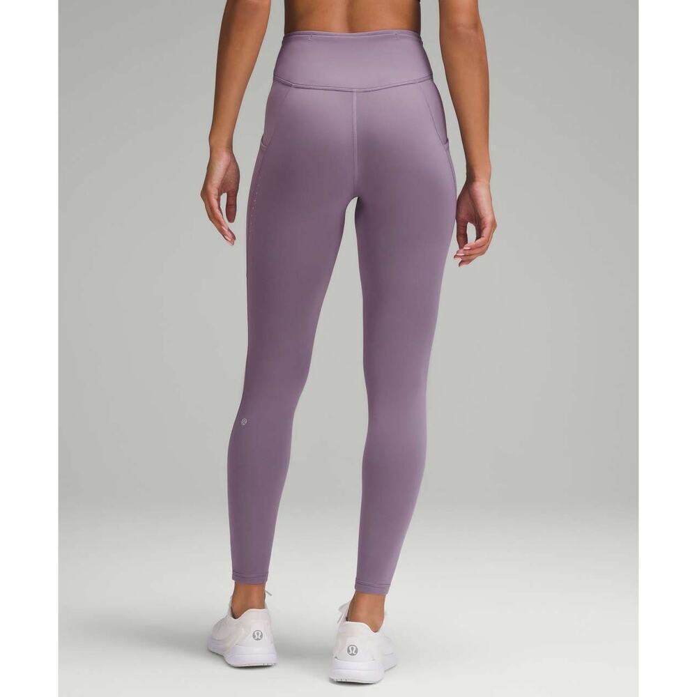Lululemon Fast & Free High-Rise Fleece Tight 28" Pockets Purple Ash Sz 2 W5flns